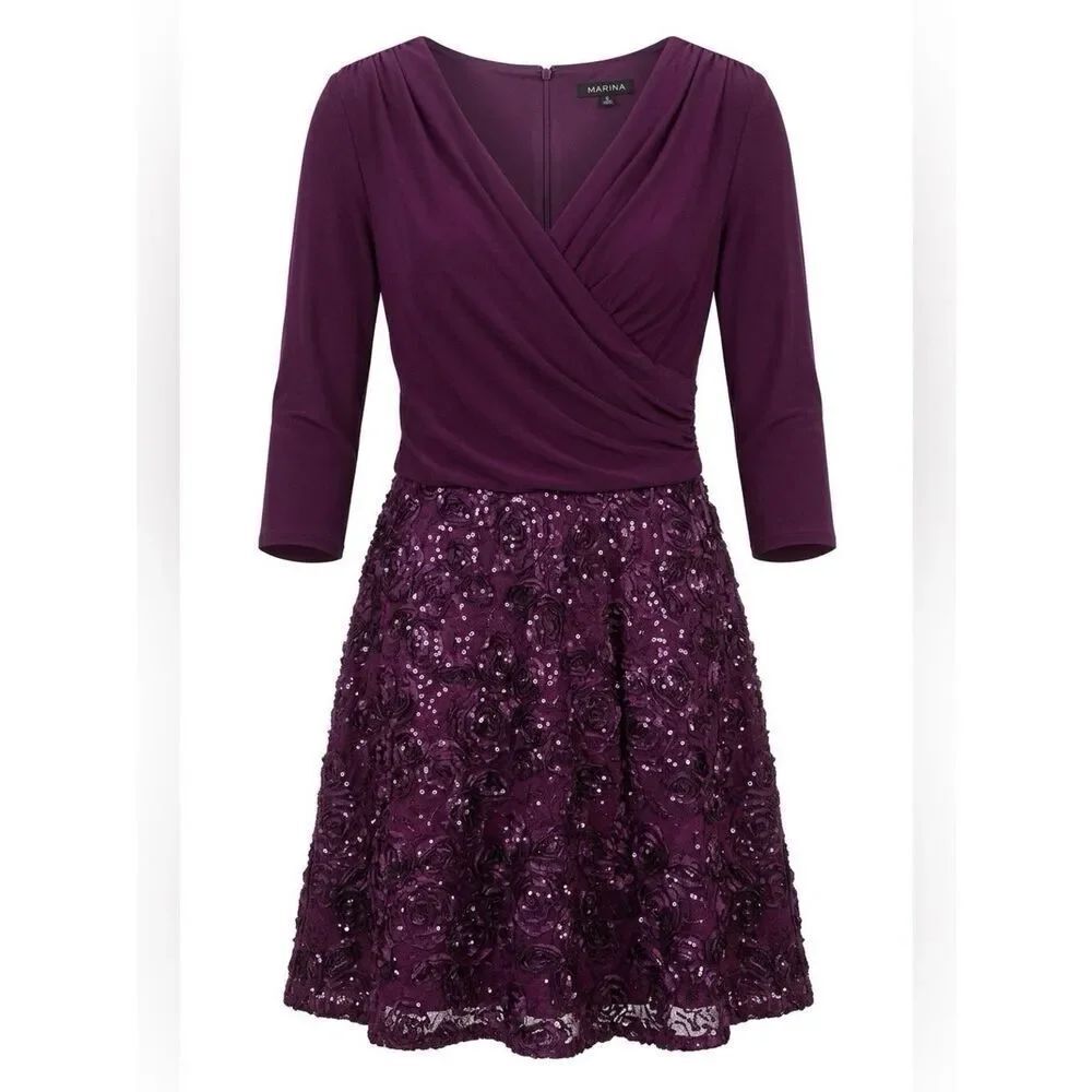 Eggplant Midi Dress by Marina Size 16 NWOT